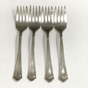 Vintage Whitby silverplate individual salad / dessert forks set of 4 circa 1931